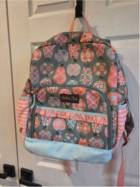 Matilda Jane Backpack One Size Grey Pink Apple Print